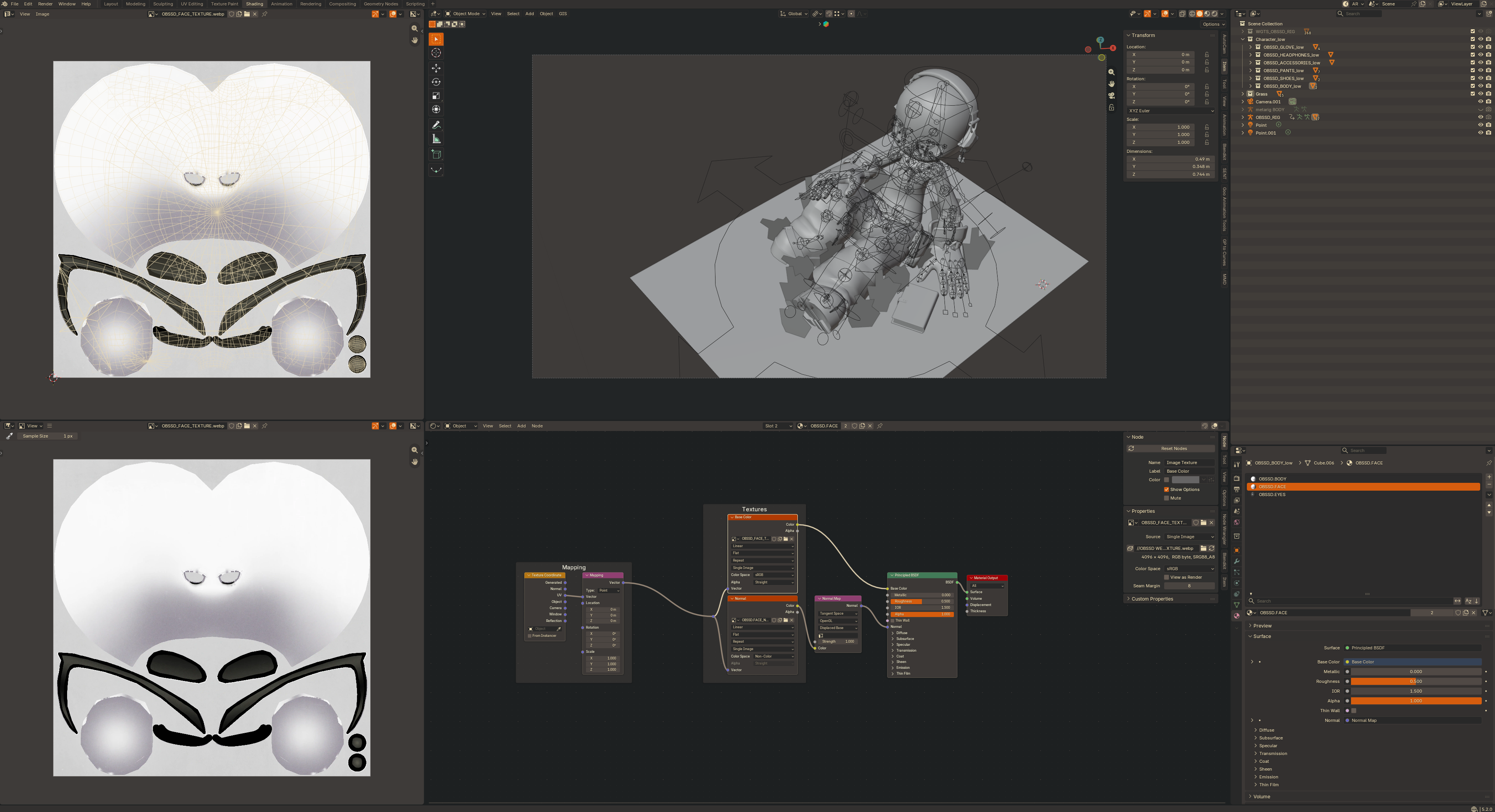 OBSSD character model and texture workflow